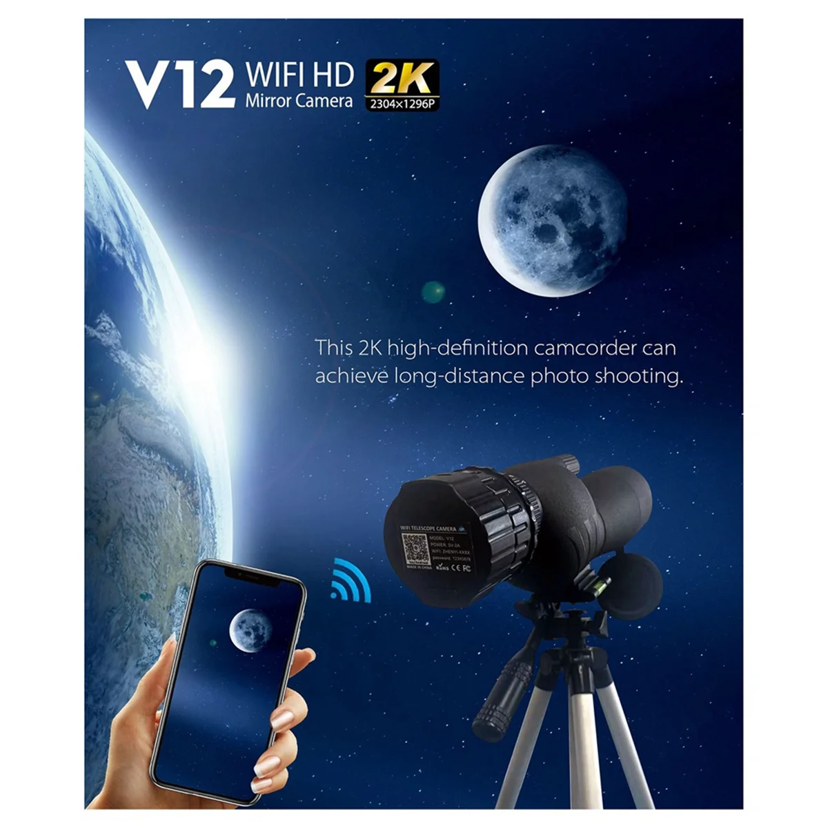 Newest 2K 4 Million High-Definition WiFi Electronic Eyepieces, Telescopes, Bird Watching and Other General-Purpose Calibers