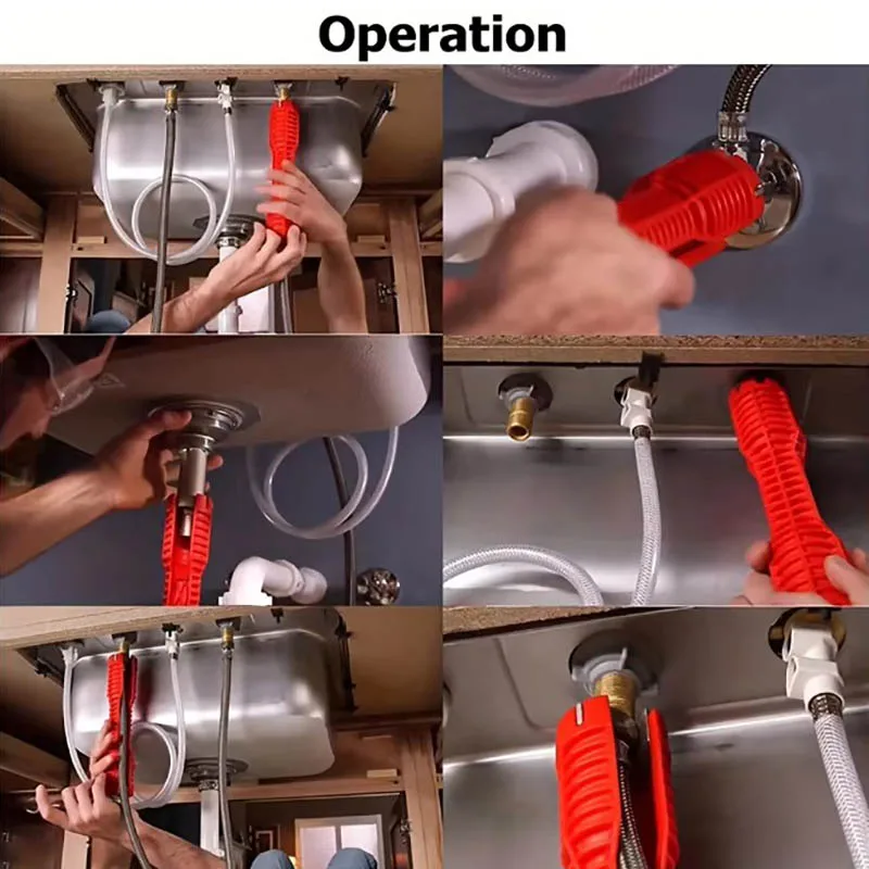 14 In 1 Wrench for Sink Faucet Sanitary Repair Tool with Double-Head Handle Installer Ratchet Tool Set for Bathroom Sink Faucet plumbing tool bathroom hardware accessories bathroom hardware set