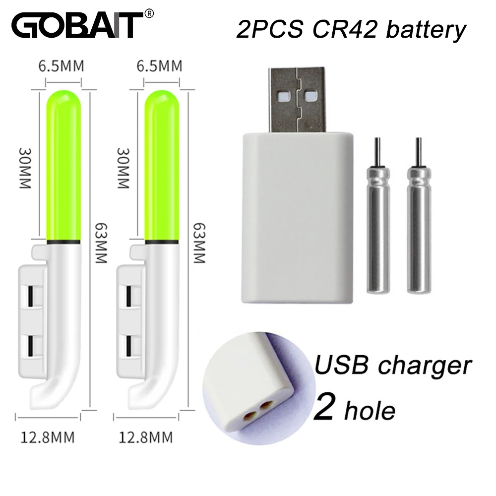 Fishing Tackle GOBAIT Fishing Light CR425 3.6V Lithium Battery USB Charge Kit Pesca Luminous Tackle Night Bright Stick Rod LED Fluorescent Lamp