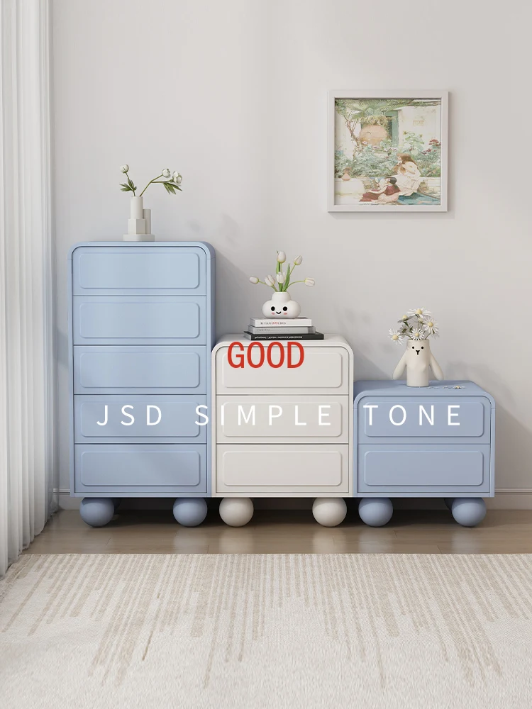 Simple tone modern minimalist all-solid wood chest of drawers children's room chest of drawers dopamine storage cabinet upright
