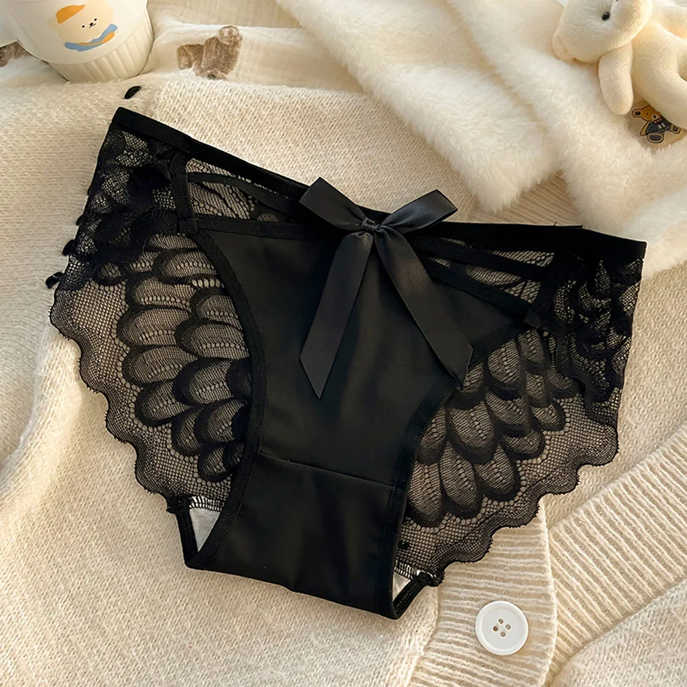 المرأة سراويل المرأة سراويل داخلية نسائية من الدانتيل القطن مجمعة منتصف منخفضة الارتفاع تنفس مثلث الملابس الداخلية مثير تصميم نقي مع الدانتيل الخصر