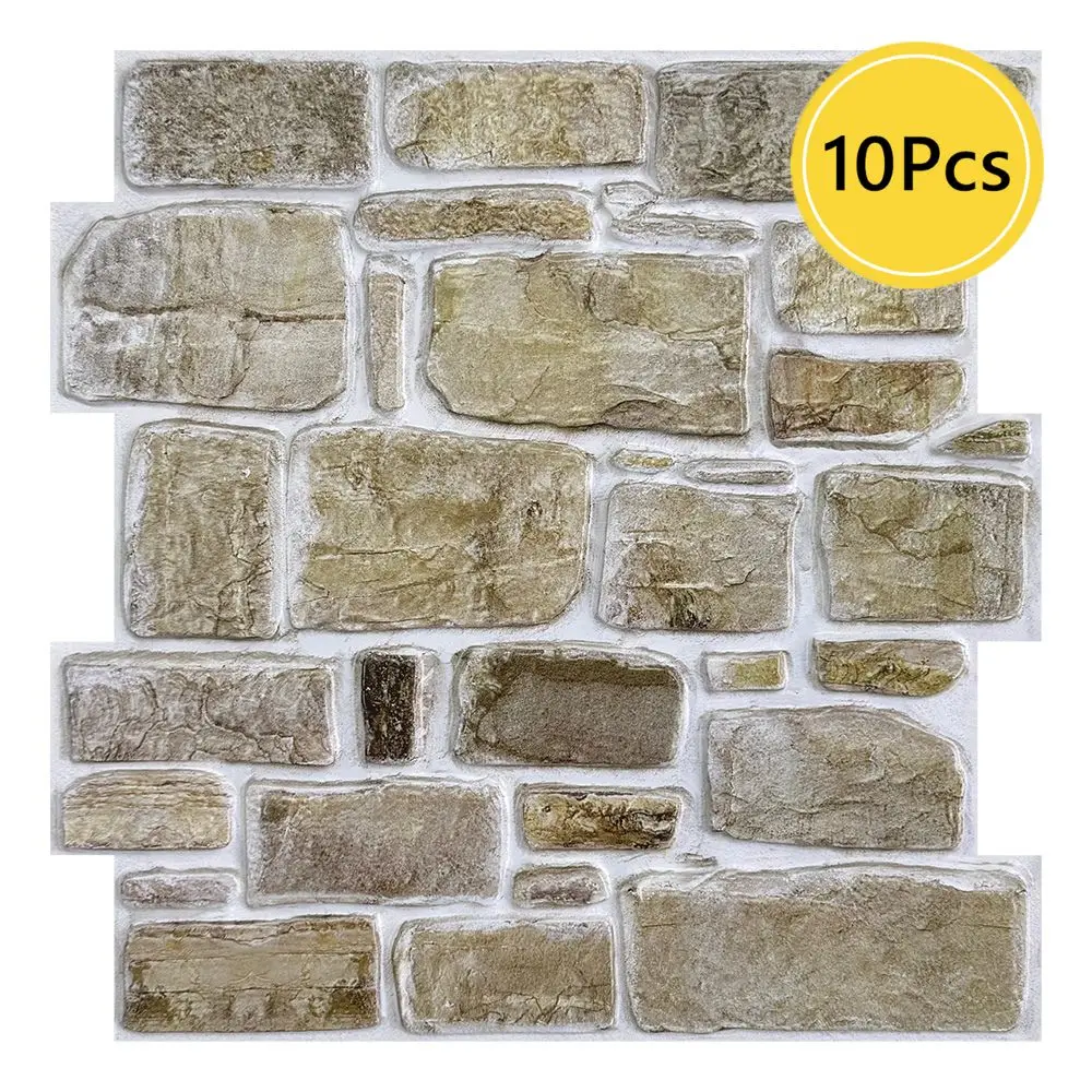 10 paneles de pared autoadhesivos de piedra sintética 3D, decoración de pared de estilo Vintage para cocina, sala de estar, dormitorio, decoración de pared del hogar