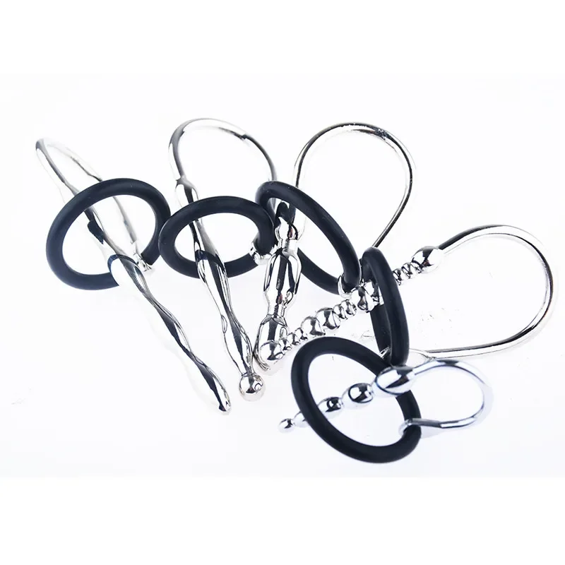Urethral Dilator Silicone Urethral Dilator Penis Chastity Lock Catheter Sounds Urethral Dilators Stimulate Catheter Metal Penis Plug Male Sex Toys Sounding Rod Male Chastity Cum Cbt Sounding
