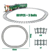 Technical Retro Green Steam Train City Car Electric Model Rechargeable Lithium Battery Motor Building Blocks Toys For Boy Gifts 3