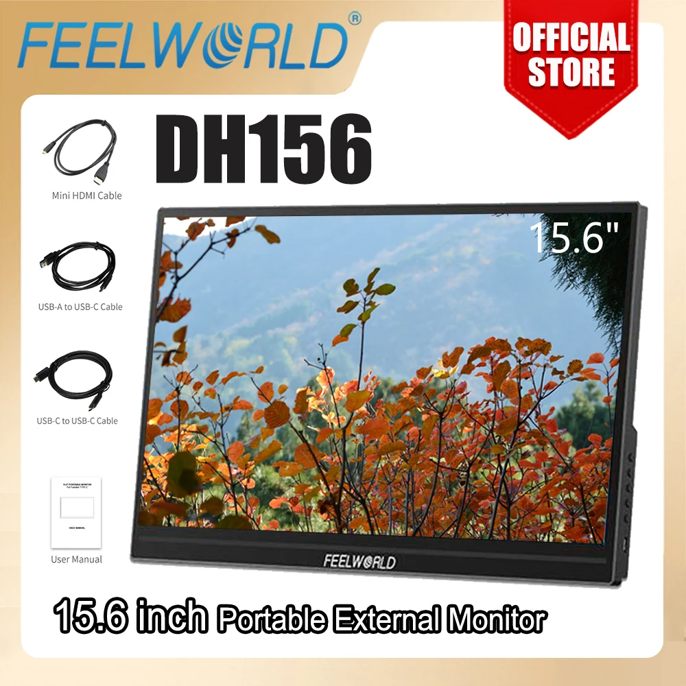 FEELWORLD DH156 15.6inch Portable External Monitor FHD 1080P Monitor for Laptop Phone Switch Pad PC Computer PS4/5 USB-C HDMI