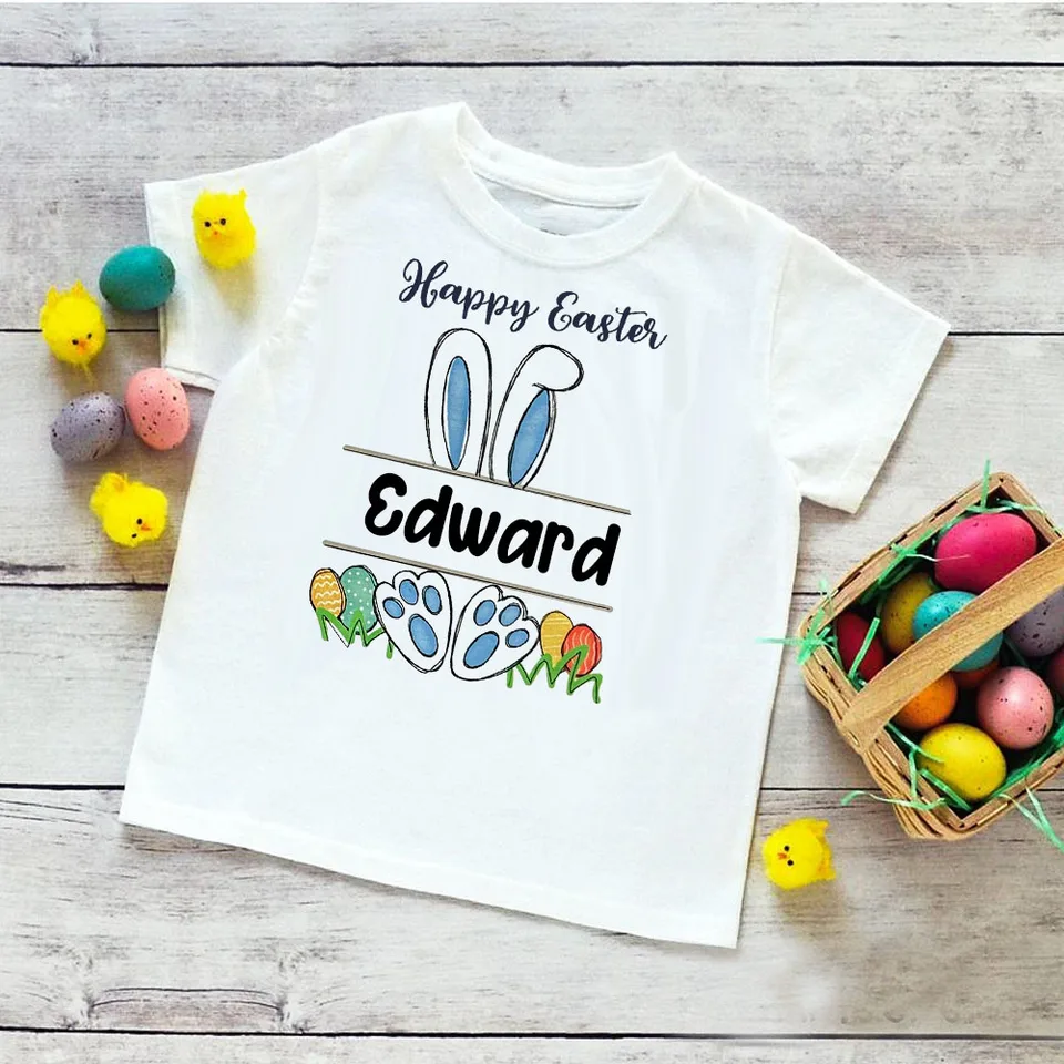 Completo Pasqua Per Bambino – Camicia Con Colletto E Pantaloncini Stampati A Conigli, Casual In Cotone