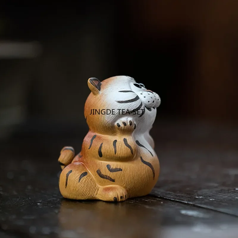 Yixing Yixing Purple Clay Tea Pet Cute Tiger Statue Decoration Animal Crafts Tea Set Decoration
