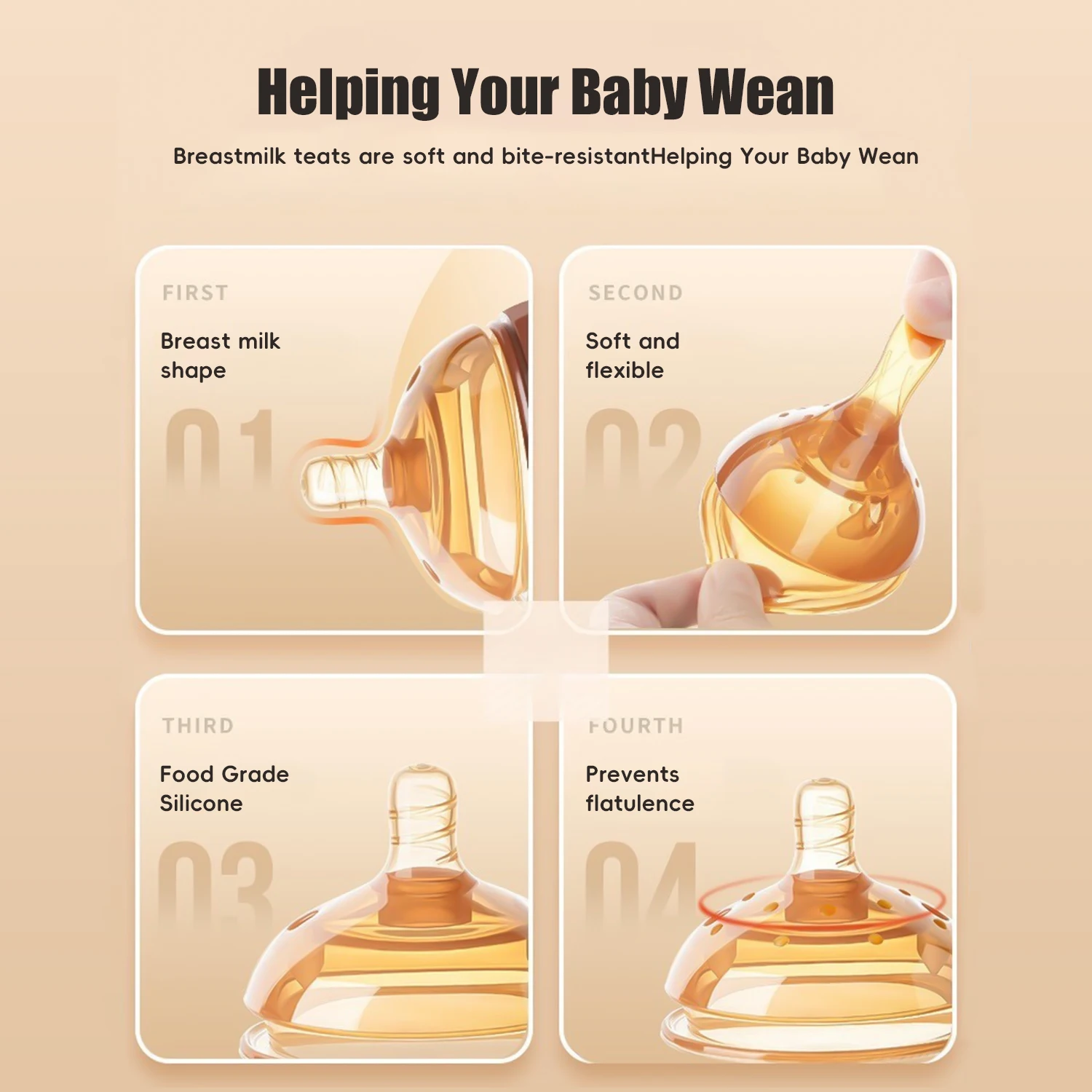 150ml-250ml newborn baby nano silver silicone bottle, soft and drop-proof baby bottle, wide caliber bottle with handle