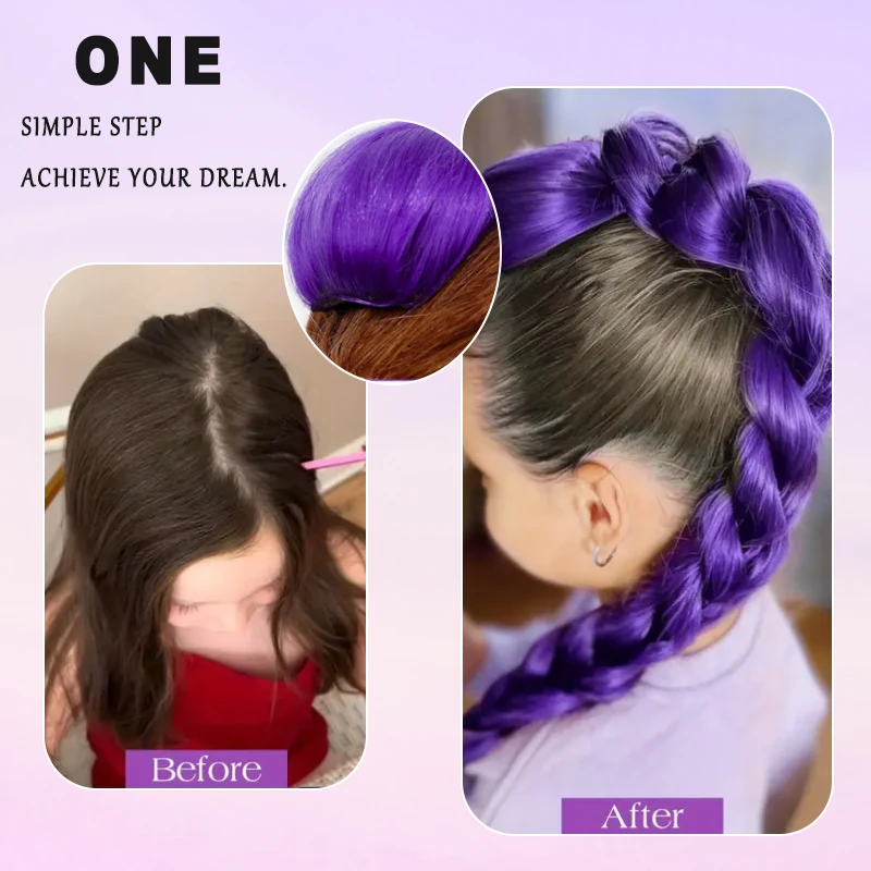 LUPU 26 Inch Long Purple Box Braided Extensions Synthetic Fiber for Roleplay Halloween Costume Easy to Clip for Tail Braid