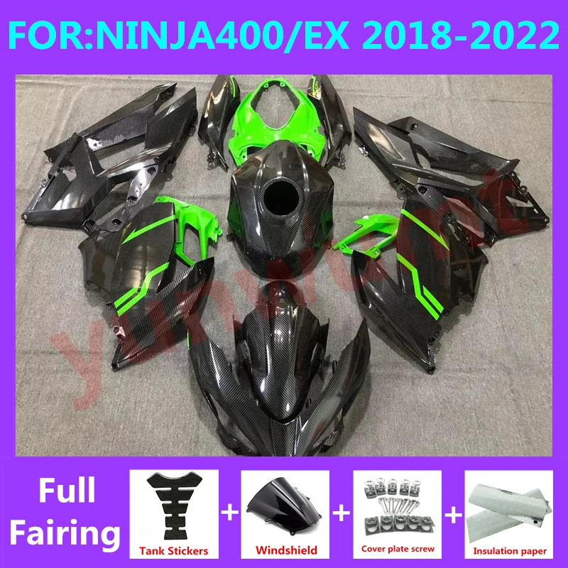 

Комплект обтекателей для мотоцикла, подходит для Ninja400 EX400 EX Ninja 400 2018 2019 2020 2021 2022 2023, обтекатель из углеродного волокна