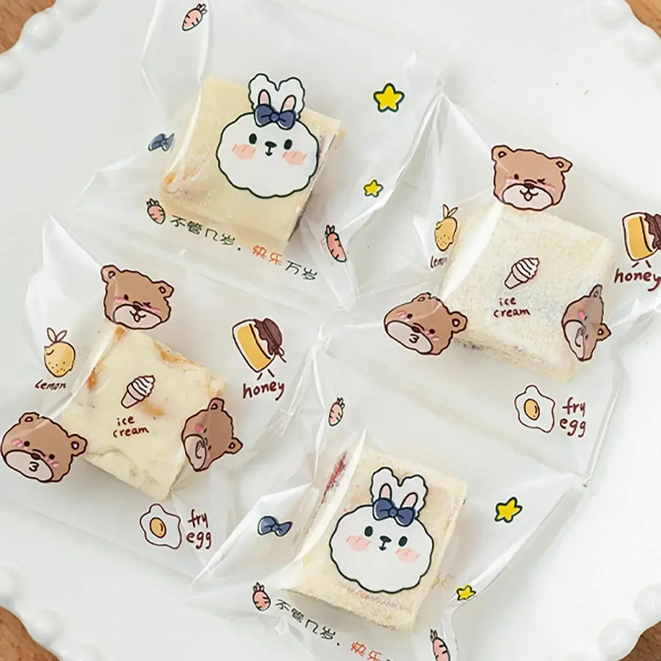 100pcs-Cartoon Cookie Packaging Bag Self sealing Transparent for Snowflake