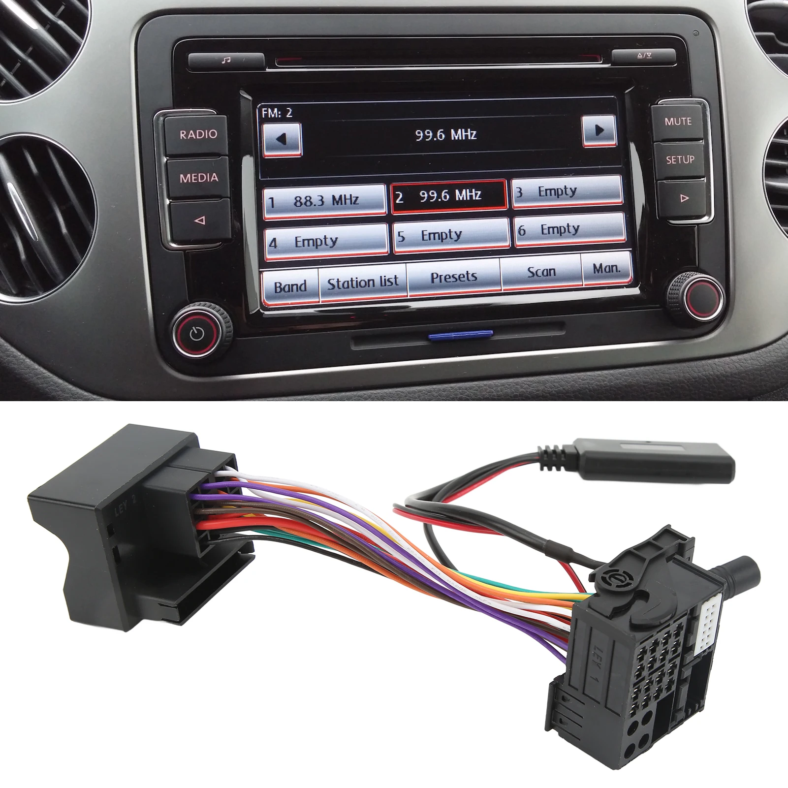 Bluetooth 5.0 AUX Adapter Harness With Mic For VW RCD510 310 RNS510 Car Audio