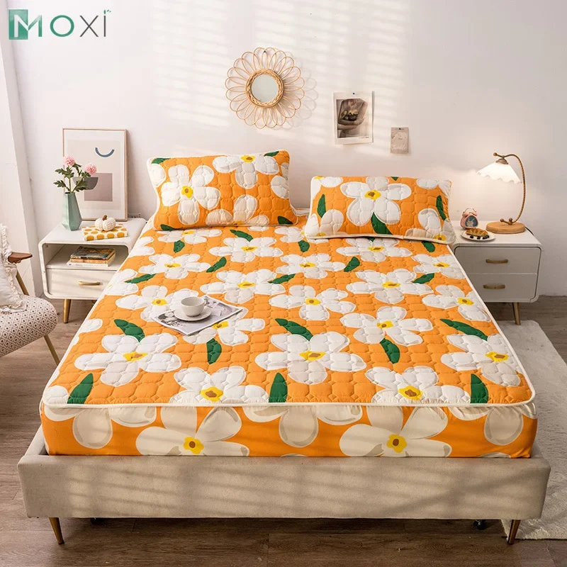 

Quilted Thick Mattress Topper Pad Anti-bacterial Mattress Protector Cover with Elastic Band Quilted Fitted Sheet Bed Cover Decor