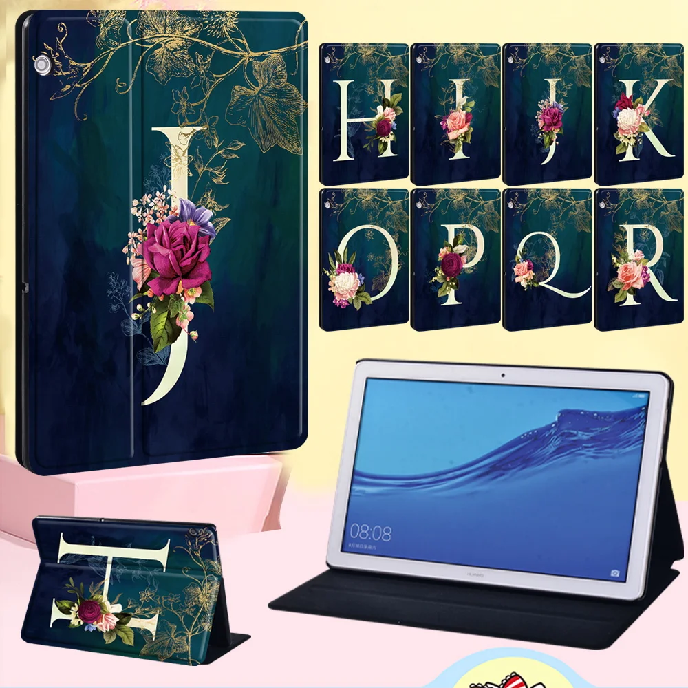 

For Huawei MediaPad M5 Lite 10.1"/M5 Lite 8/M5 10.8"/T5 10 10.1/T3 10 9.6"/T3 8.0 Tablet Case Letter Printed Leather Stand Cover