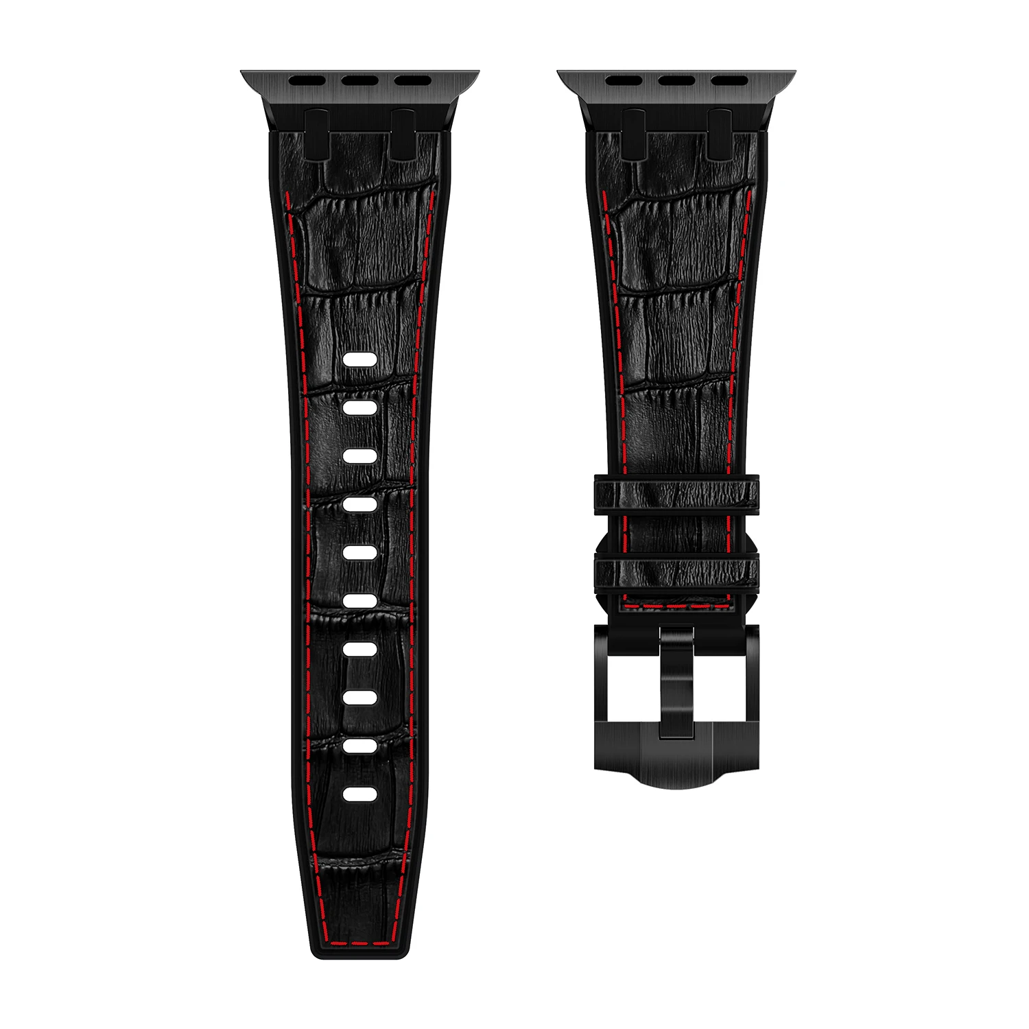 Leather Strap For Apple Watch Ultra 2 49mm 9 8 7 45mm 41mm Crocodile Watchband for iWatch Series 6 5 4 3 SE 2 44mm 40mm Bracelet