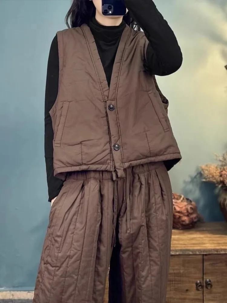 Women's V-ne Cotton Linen Vest ort Svel Jaet National Sle Button ket Pure Color Commute Winter Faion