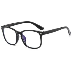 Set of 3 Minimalist Square Blue Light Blocking Glasses - Lightweight Full Frame (Black)