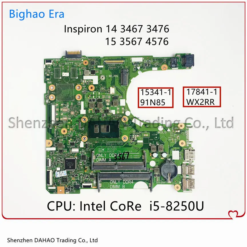 Placa-mãe Portátil para Dell 153411 17841-1 Dell 3467 3476 15 3567 3576 Intel I36006u I57200u I78550u Cpu Uma Ddr4 Cn0ry2y1 - Imagem 4