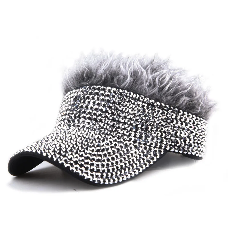 

Women's Hat with Diamond Hollow Top Hat Wig, Rhinestone Baseball Cap, Outdoor Sunscreen, Sun Hat, Women's Hat Tide