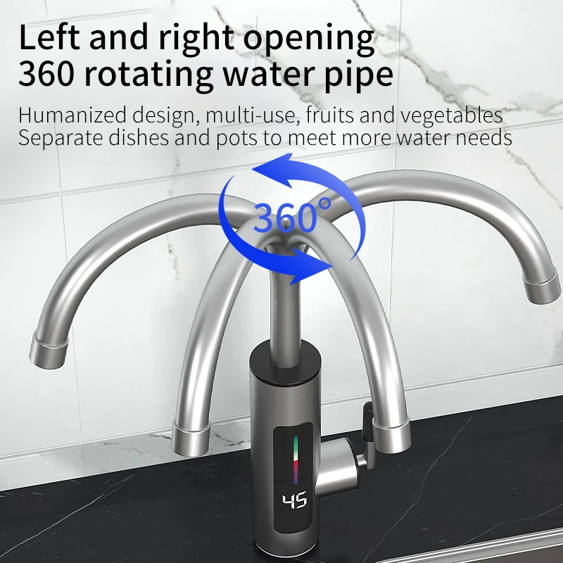 3000W Hot And Cold Kitchen Water Heater Faucet Three Seconds Quick Heating Stainless Steel Faucet Heater Hot And Cold Faucet