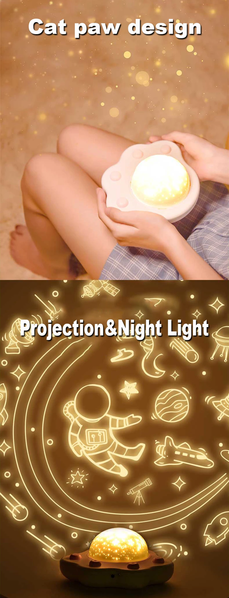 Description Picture 3 of itemProjector Lamp Children Bedroom LED Night Light Rotating Galaxy Astronaut Unicorn Birthday Projector Table Lamp Kid Room Decor