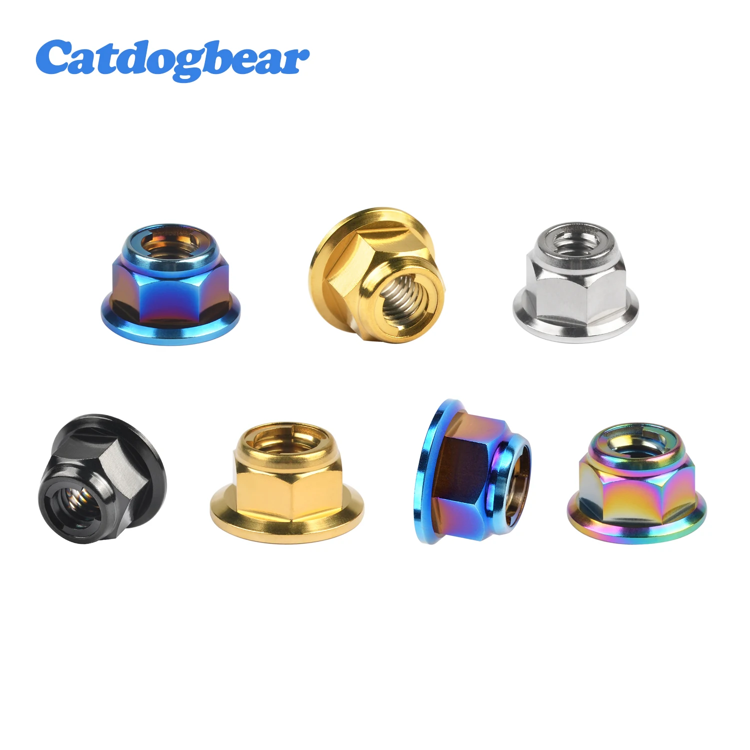 Catdogbear Peças m6 m8 M10 M12 Titânio Flange Porcas de Bloqueio Metal para Bicicleta Motocicleta Carro Prendedor
