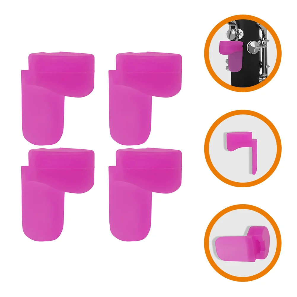 4 Pcs Rest Mat Clarinet Round Color Long Handle Thumb Pad (black) *4pcs Instruments Retro Flute Stand Silica