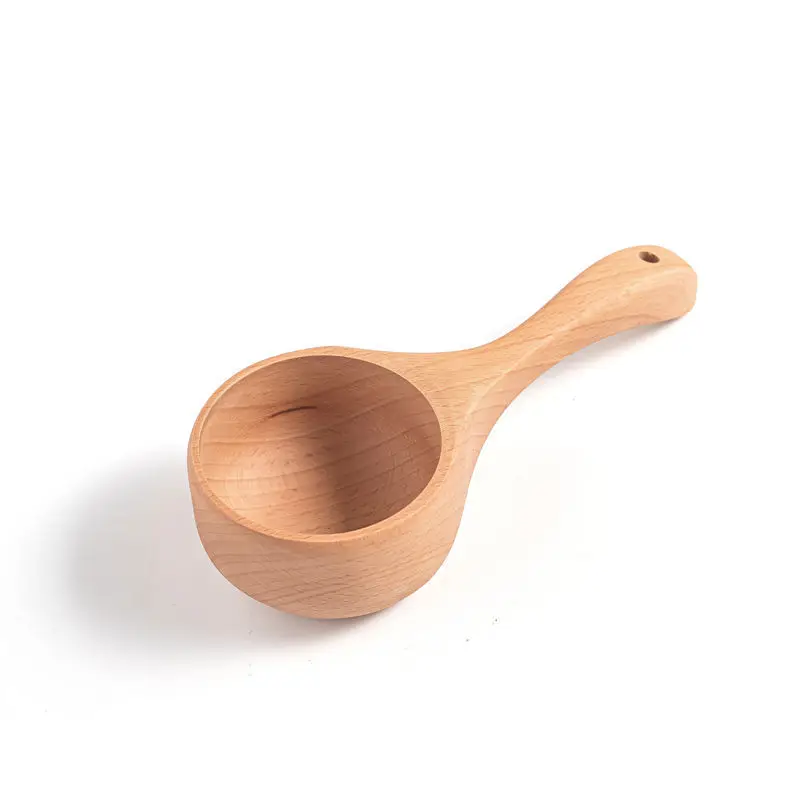 Spoon Solid Color Tableware Wooden Spoon Water Ladle Soup Snail Powder Long Handle Rice Scooping