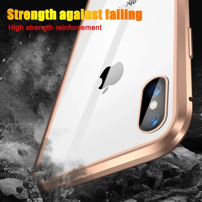 Enhanced Magnetic Adsorption Metal Case with Double-Sided Glass and 360° Protection