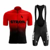2024Strava Pro Bicycle Team Short Sleeve Maillot Ciclismo Men's Cycling Jersey Sets Summer Breathable Cycling Clothing Suit 4