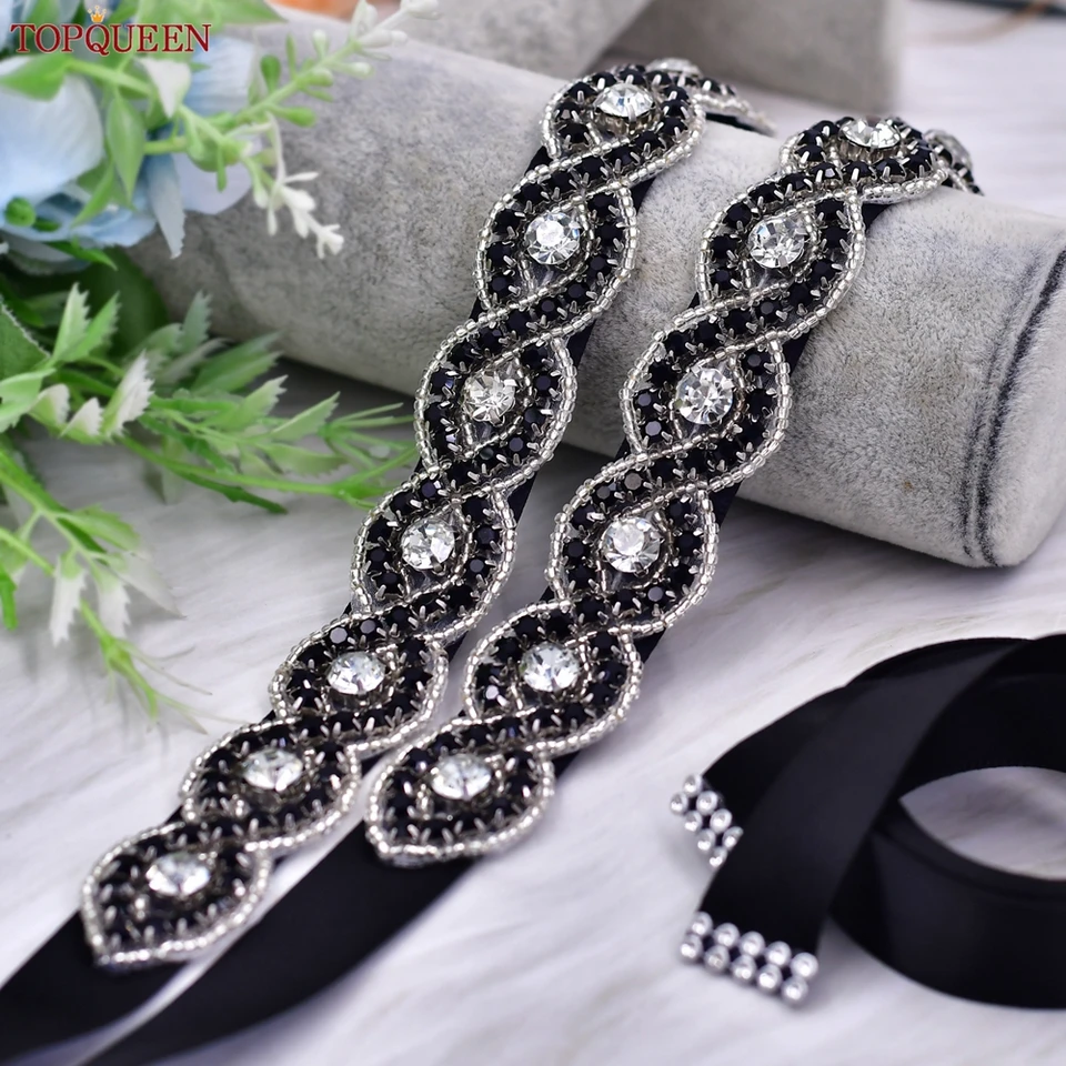 Black Bridal Belts Black Beaded Sash Belt Satin Ribbon Bridal Sash Black Ribbon Belt For Dress TOPQUEEN New Black Rhinestone Belt Wedding Dress Black Bridal Belts Black Beaded Sash Belt Satin Ribbon Bridal Sash Black Ribbon Belt For Dress TOPQUEEN New Black Rhinestone Belt Wedding Dress