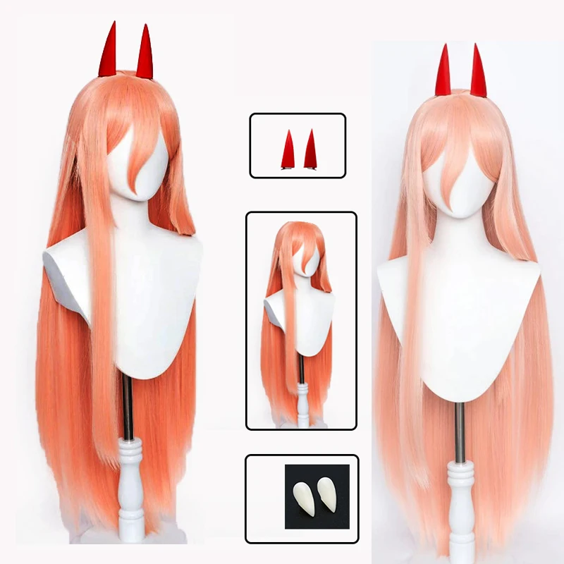 

Chainsaw Man Wig Makima Power Cosplay Anime Wig Long Orange Pink Heat Resistant Synthetic Hair Party Role Play