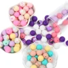30pcs Baby Round Silicone Beads 15mm Teethers Teething Beads for DIY Newborn Oral Care Rodent Pacifier Chain Pearls BPA Free 5