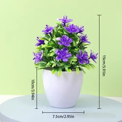 Artificial Five-Leaf Plum Potted Plant for Indoor/Outdoor Home Décor (1pc Purple)