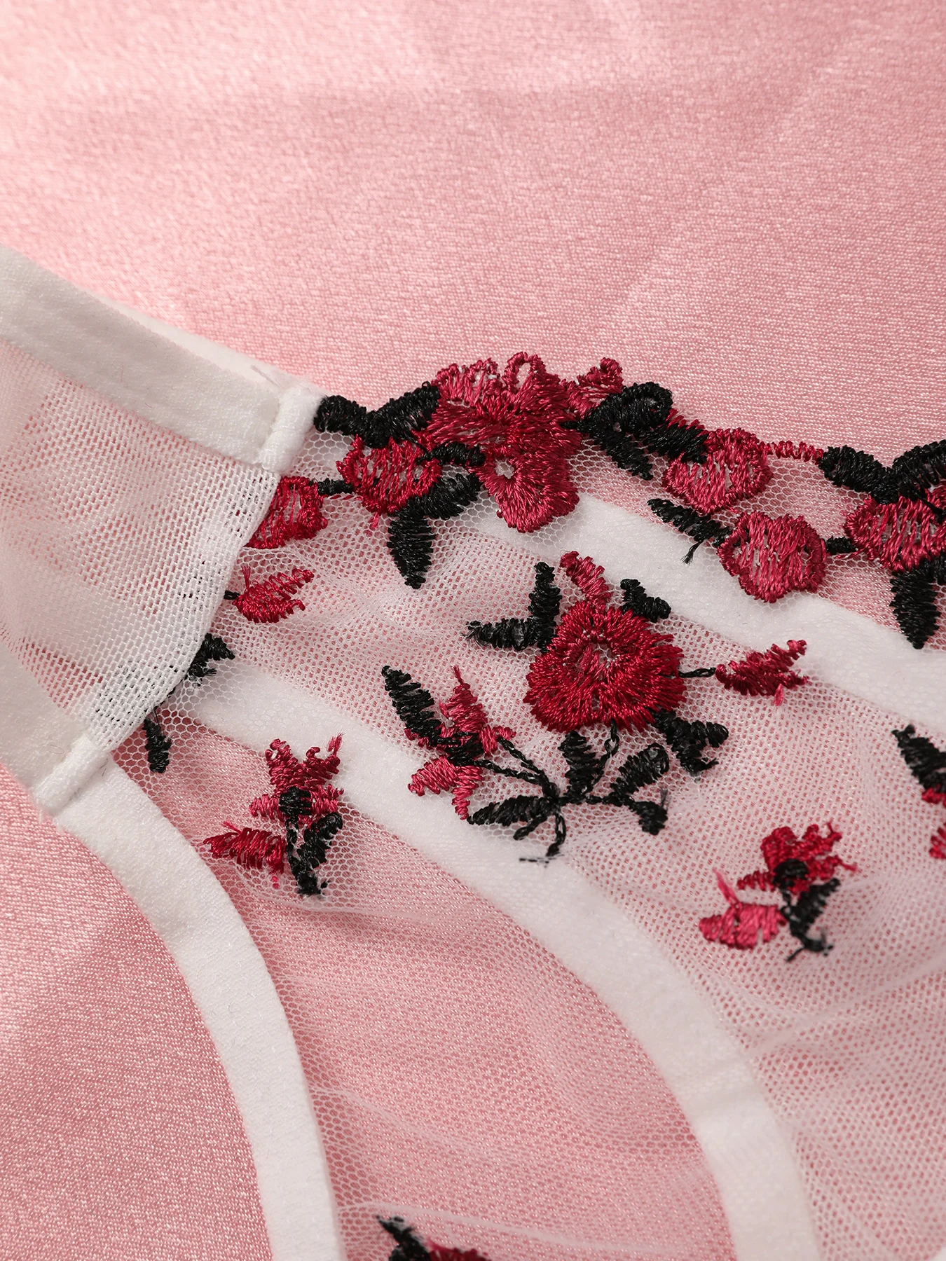 Elegant Lace Embroidered Semi-Sheer Bralette and Panty Set