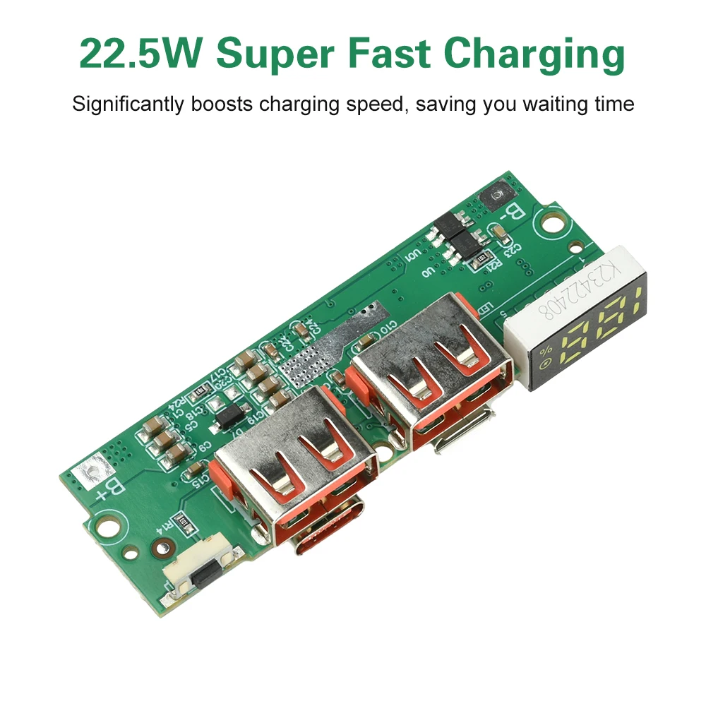 PD 22.5W Ricarica rapida Scheda madre Accumulatori e caricabatterie di riserva Modulo fai da te PD/QC/VOC Tipo C USB Micro USB Batteria al litio Scheda caricabatterie rapido - Image 4