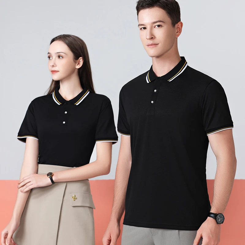 

Повседневный костюм-поло для гольфа с короткими рукавами, Корейская рубашка-поло с отложным воротником, Хлопковая мужская и женская дышащая рубашка-поло для мужчин, бесплатная доставка