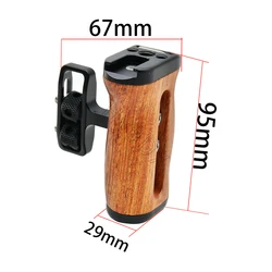 Versatile Wooden Camera Cage Side Handle with Cold Shoe Mount for Microphones and Video Lights (1PCS)