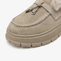 BEAUTODAY Snow Boots Women Cow Suede Platform Sole Round Toe Warm Fur Sewing Design Winter 2023 Ladies Shoes Handmade 08044 - Image 5