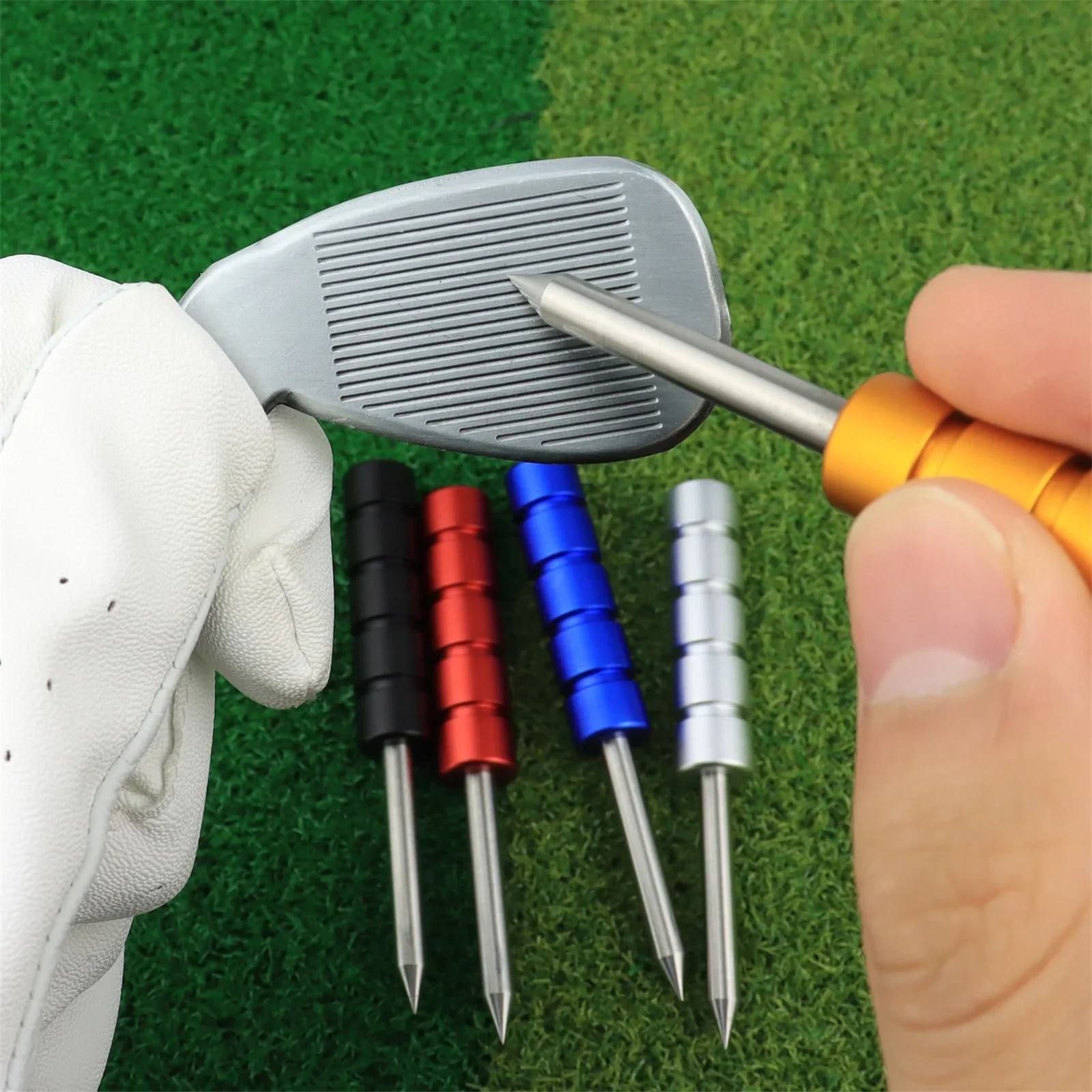 Stainless Steel Golf Divot Repair Tool Lawn Maintenance Pitch Groove Cleaner Marker Fork Pen Golf Accessories Putting Green Fork 2