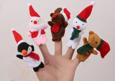 thumbnail image 1 of 10 pcs Animals Finger Puppets Set Baby Plush Doll Hand Cartoon Family Hand Puppet Pigs Cloth theater Educational Toys for Kids, 1 of 5