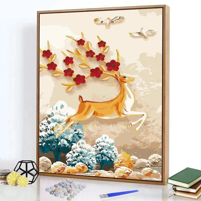 

Oil painting filling color hanging painting animal cute pet fill color decompression handmade painting decorative painting cherr