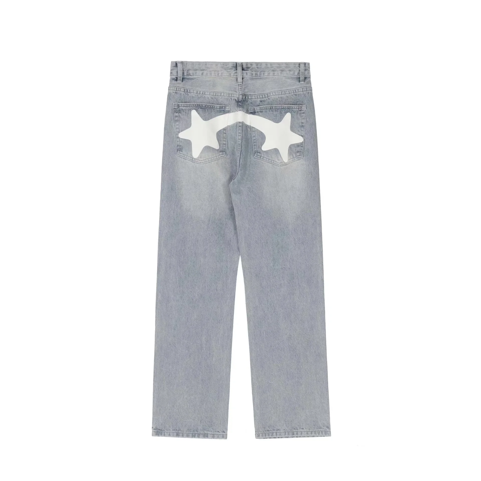 Letter Printed High Waisted Jeans Men Vintage Hip-Hop Baggy Denim Pants Clothing Casual Straight Tube Wide Red Ear Embroidery 23