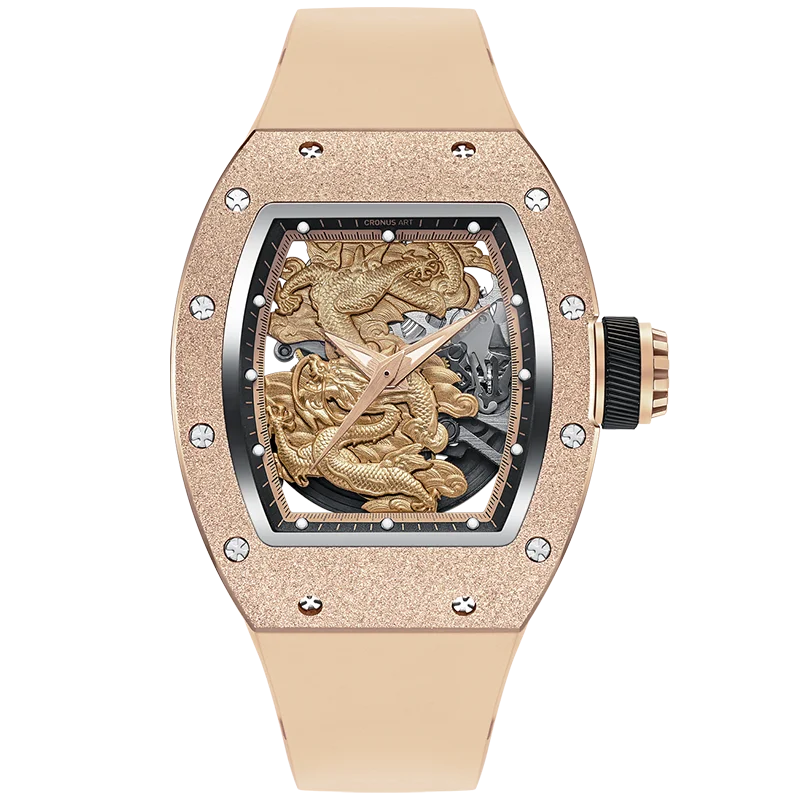 Chinese elements Forbidden City relief cloud dragon High Class Wristwatch Carbon Fiber Watch case