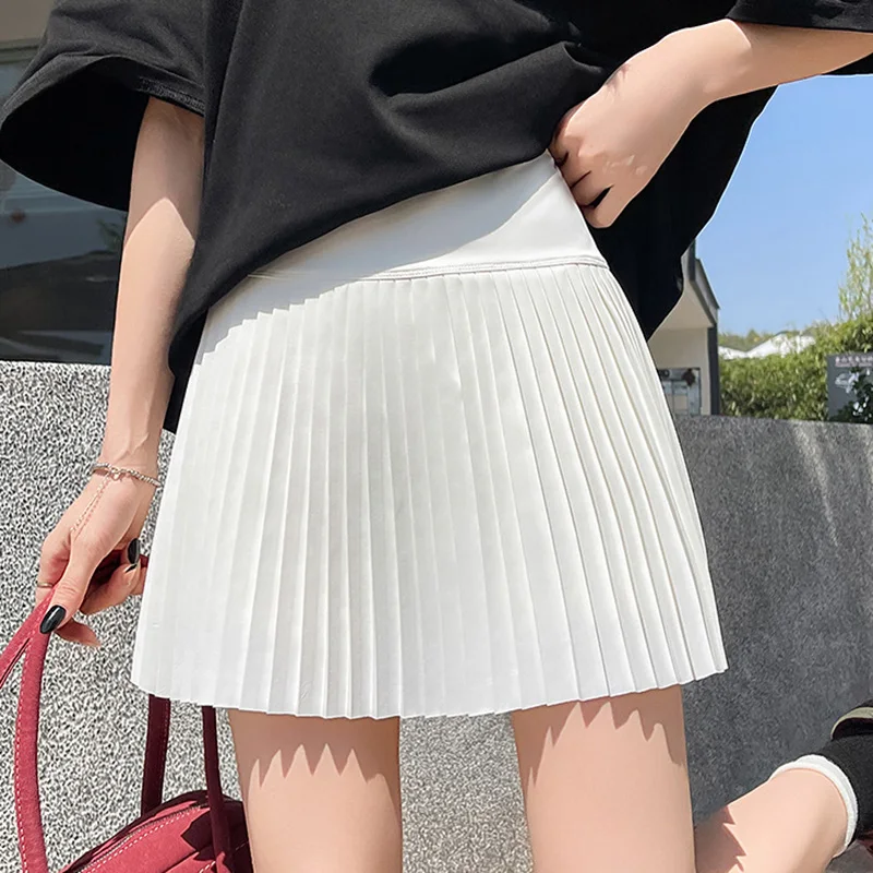 Women Pleated A-line Skirts With Pants Korean Style Mini Skirts Elastic Waist Casual High quality Summer A-line Skirts