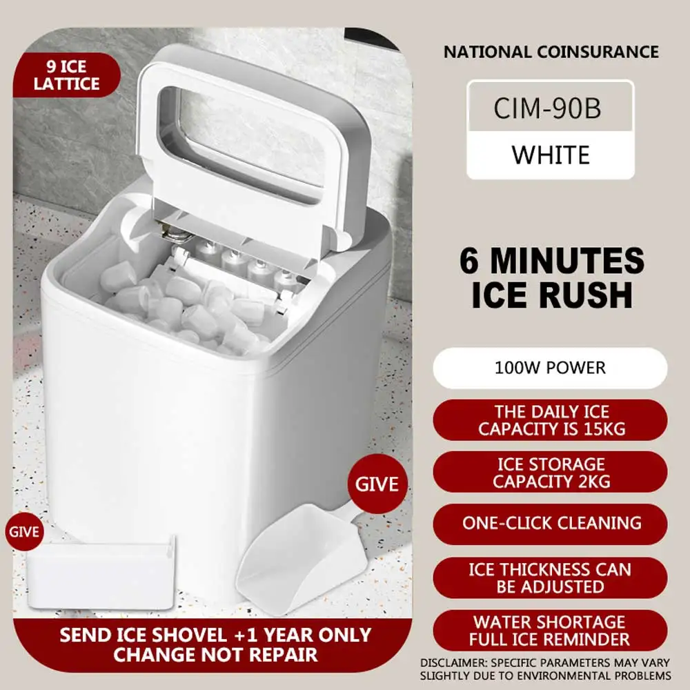 15kg Household Small Ice Maker Commercial 9-Cell Fully Automatic Ice Maker Manually Adding Water 5