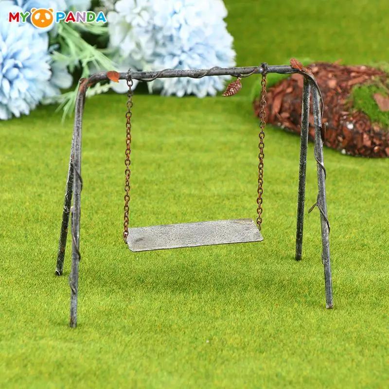 

1/12 Dollhouse Mininature Metal Swing Mini Garden Yard Scene Decoration DIY Dollhouse Micro Landscape Ornament Accessories