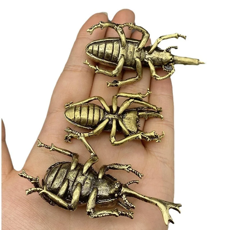 Nuevo Figurilla De Escarabajos de Bronce Antiguos