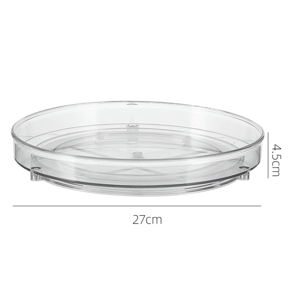 Lazy Susan - Organizzatore per armadietti, 2 giradischi Lazy Susan, trasparente per frigorifero, giradischi da cucina, multifunzione, portaspezie, antiscivolo, girevole per condimenti (27+23,5 cm