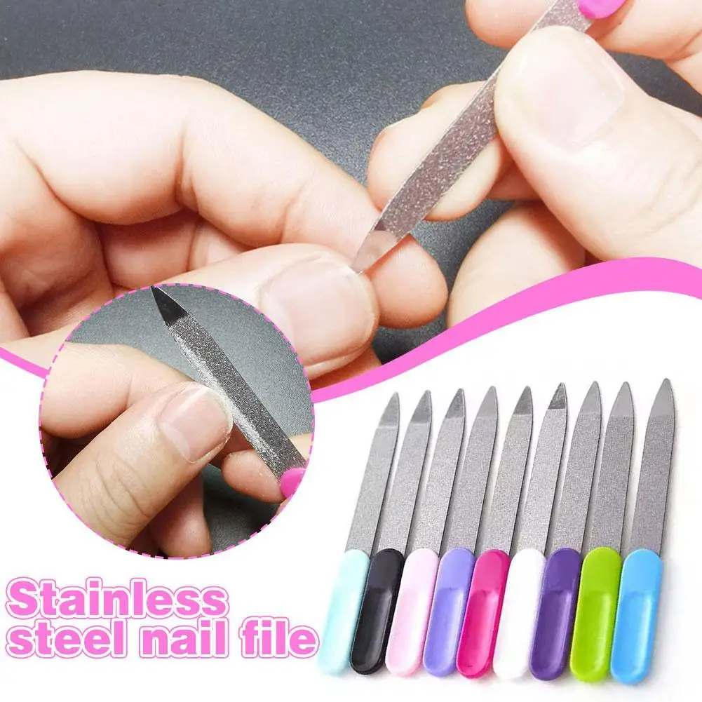 

1pc Nail Art Metal Files Plastic Handle Double Sided Nail Files Pro Nail File DIY Manicure Pedicure Polish Gel UV Acrylic Tool